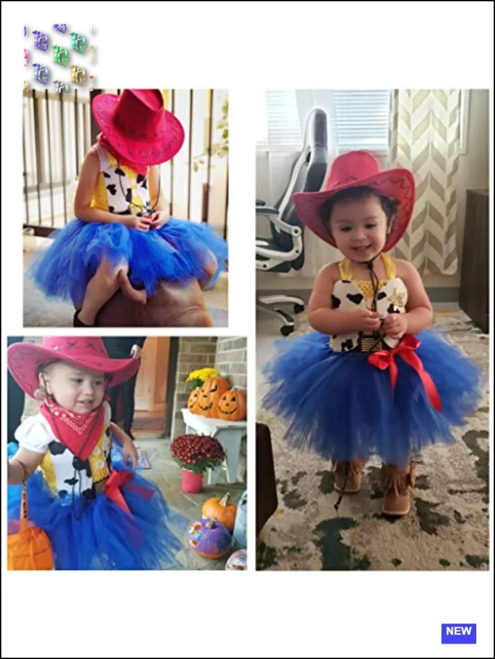 Girls Cowgirl Tutu Dress Halloween Costume with Bandana 1-10Y